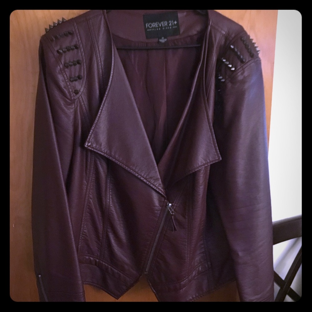 Plus Size Spiked Moto Jacket